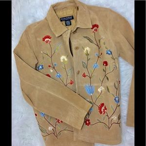 Leather Embroidered Jacket Medium